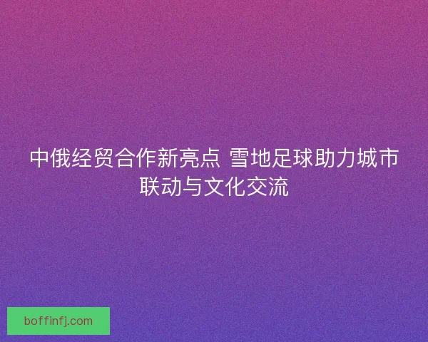 中俄经贸合作新亮点 雪地足球助力城市联动与文化交流
